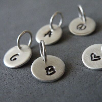 Sterling Silver Monogram Charm Pendants Hand Stamped Charm Bridal Party Bridesmaids Gifts by SteamyLab