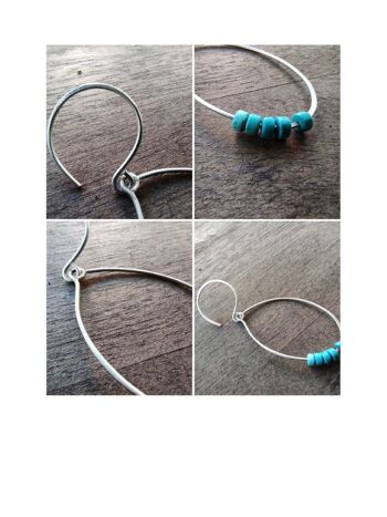 Boucles d'oreilles Turquoise Large Hoop, Cerceaux en argent sterling pour femmes, Boucles d'oreilles Idées cadeaux 4