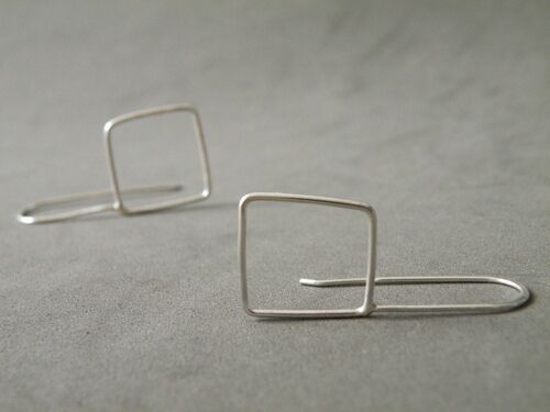 Orecchini Pendenti Quadrati Argento 925, Gioielli Geometrici Minimalisti Idee Regalo Donna
