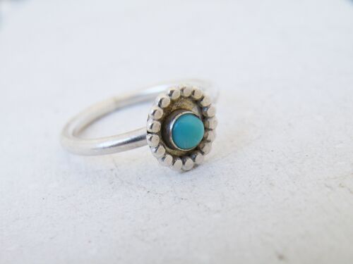 Cabochon Boho Turquoise Ring, December Birthstone Jewelry, Handmade Gipsy Turquoise Ring for Her, Women Jewelry Gifts