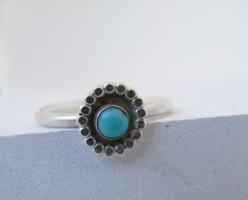 Cabochon Boho Turquoise Ring, Décembre Birthstone Jewelry, Handmade Gipsy Turquoise Ring for Her, Women Jewelry Gifts 2