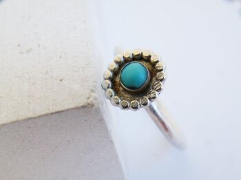 Cabochon Boho Turquoise Ring, Décembre Birthstone Jewelry, Handmade Gipsy Turquoise Ring for Her, Women Jewelry Gifts 4