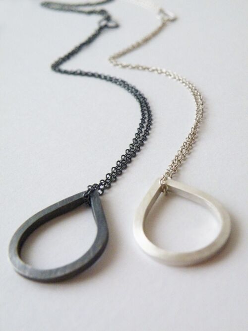 Drop Necklace Sensual Silver Necklace Y necklace Sterling Silver Oxidized Silver Minimalist Necklace by SteamyLab
