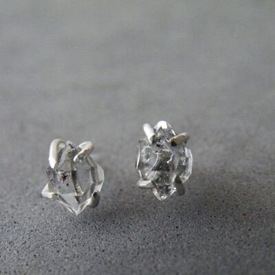 Orecchini a lobo con diamanti Herkimer Orecchini posteriori in argento sterling con pietre grezze di SteamyLab
