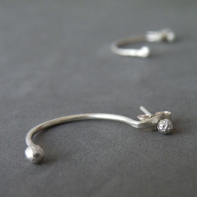 Silver Ear Jacket Earrings,  Modern Versatile Earrings Balls and Spheres, Women's Jewelry