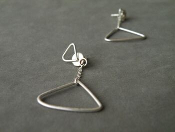 Vestes d'oreille en argent Boucles d'oreilles pendantes Boucles d'oreilles polyvalentes Boucles d'oreilles triangle en argent sterling Bijoux géométriques par SteamyLab 3