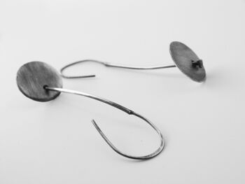 Boucles d'oreilles pendantes en argent sterling oxydé Urban Circle, boucles d'oreilles industrielles pour femmes 1