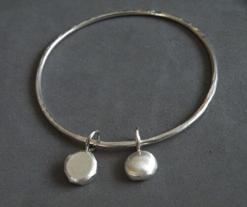 Sterling Silver Bangle With Charms Sterling Silver Charms Texture Bracelet by SteamyLab