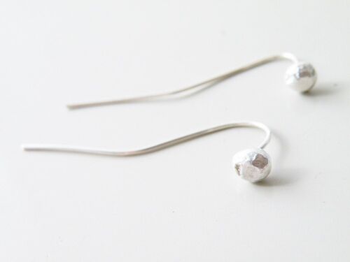 Sterling Silver Nugget Earrings, Long Post Women Earrings, Jewelry GIft Ideas