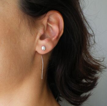 Boucles d'oreilles pépite en argent sterling, boucles d'oreilles longues pour femmes, idées de cadeaux de bijoux 3