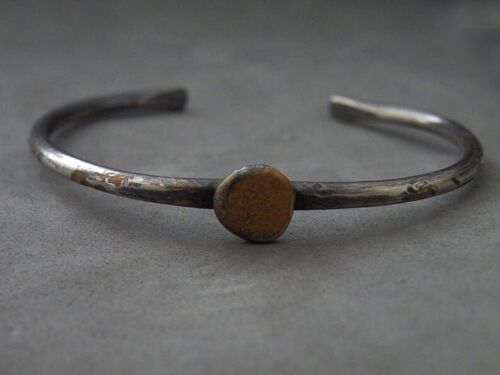 Bohemian Organic Sterling Silver Cuff Recycled Sterling Silver Oxidized and Antique Copper Patina by SteamyLab