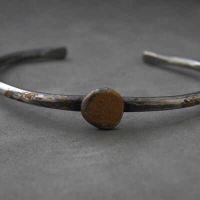 Brazalete de plata esterlina orgánica bohemia Plata esterlina reciclada Oxidado y pátina de cobre envejecido por SteamyLab