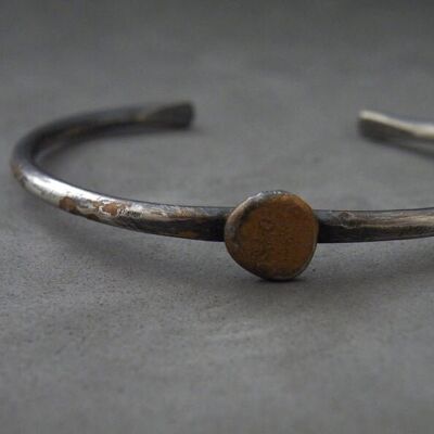 Bohemian Organic Sterling Silver Cuff Recycled Sterling Silver Oxidized and Antique Copper Patina by SteamyLab