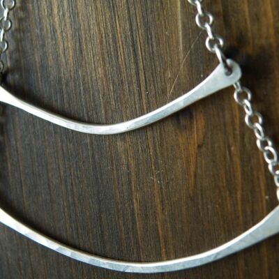 Collar de sonrisa barras de plata fina cadena de plata esterlina joyería moderna minimalista por Steamylab