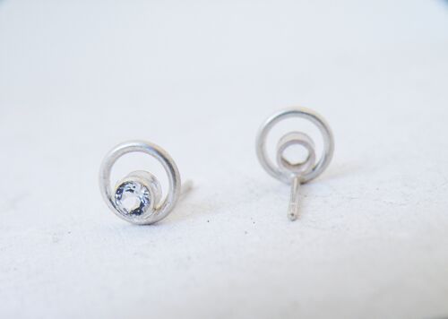 Dainty Zirconia Studs in Sterling Silver, Wedding Jewelry, Brides Earrings, Gift Jewelry Idea