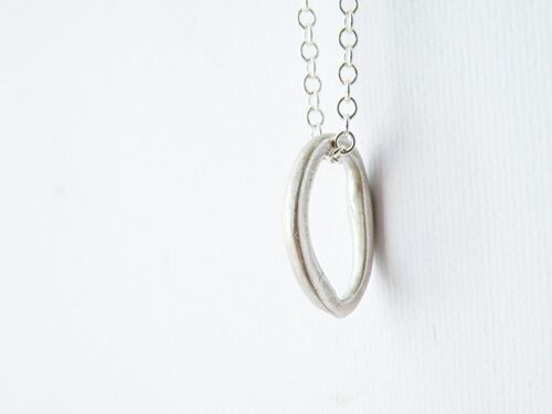 Sterling Silver Pebble Hoop Pendant Sterling Silver Chain Minimalist Modern Jewelry by SteamyLab