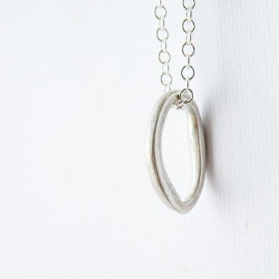 Sterling Silver Pebble Hoop Pendant Sterling Silver Chain Minimalist Modern Jewelry by SteamyLab