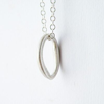 Sterling Silver Pebble Hoop Pendant Sterling Silver Chain Minimalist Modern Jewelry by SteamyLab