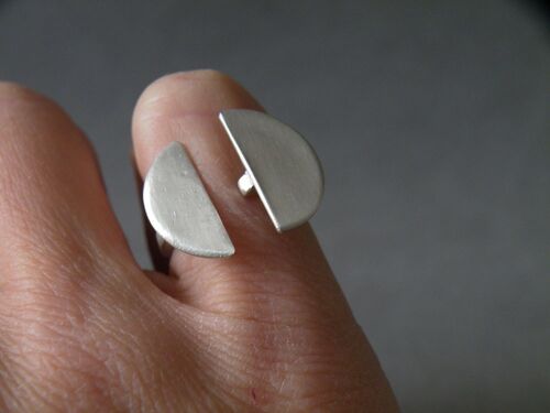 Edgy Silver Geometric Ring for Women, Open Statement Ring, Modern Jewelry Gifts