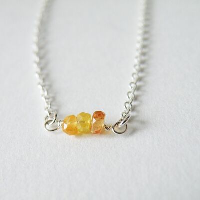 Tiny Yellow Sapphire Bead Necklace Delicate Necklace Minimalist Necklace Sterling Silver Birthstone Jewelry September Stone by SteamyLab