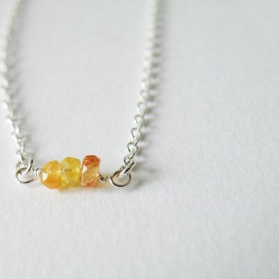 Tiny Yellow Sapphire Bead Necklace Delicate Necklace Minimalist Necklace Sterling Silver Birthstone Jewelry September Stone by SteamyLab