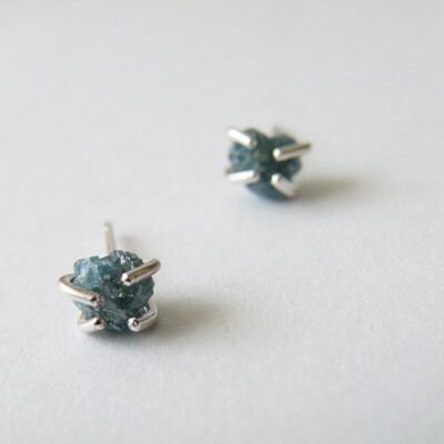 Diamante verde Studs Authenthic Raw Uncut African Diamond CONFLICT FREE 2,20 aprile Birthstone, Idea regalo donna