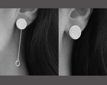Boucles d'oreilles polyvalentes Silver Disc, vestes Drop Ear pour elle, boucles d'oreilles cadeaux pour femmes 4