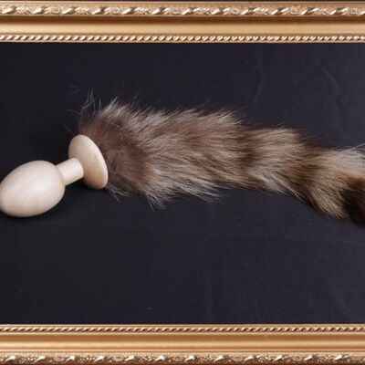 OACHKATZLSCHWOAF || Raccoon Raccoon || Furry Tail Butt Plug || handmade by Holz-Knecht.at - maple