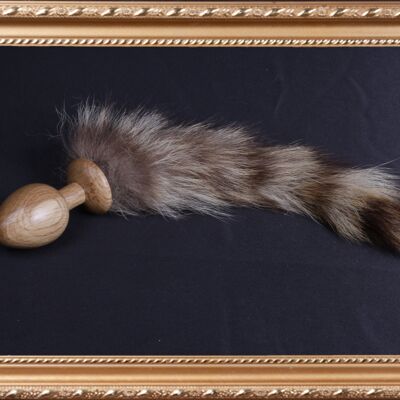 OACHKATZLSCHWOAF || Raccoon Raccoon || Furry Tail Butt Plug || handmade by Holz-Knecht.at - oak