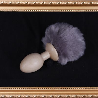 OACHKATZLSCHWOAF || Hase Bunny || Furry Tail Anal Plug || handmade by Holz-Knecht.at - Ahorn - Grau