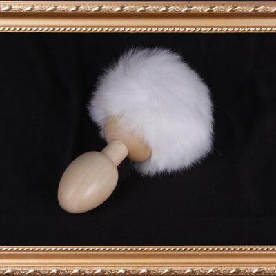 OACHKATZLSCHWOAF || Bunny Bunny || Furry Tail Butt Plug || handmade by Holz-Knecht.at - maple - white