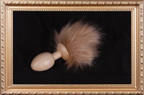 OACHKATZLSCHWOAF || Hase Bunny || Furry Tail Anal Plug || handmade by Holz-Knecht.at - Ahorn - Beige