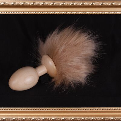 OACHKATZLSCHWOAF || Bunny Bunny || Furry Tail Butt Plug || handmade by Holz-Knecht.at - maple - beige