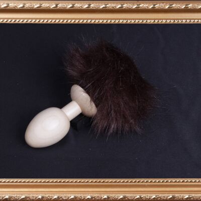 OACHKATZLSCHWOAF || Bunny Bunny || Furry Tail Butt Plug || handmade by Holz-Knecht.at - maple - brown