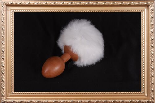 OACHKATZLSCHWOAF || Hase Bunny || Furry Tail Anal Plug || handmade by Holz-Knecht.at - Birne - Weiss