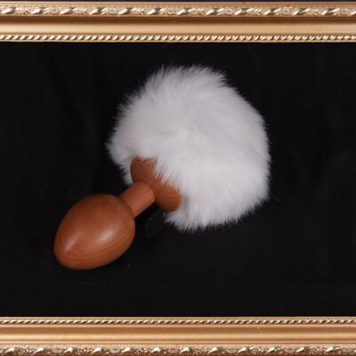 OACHKATZLSCHWOAF || Hase Bunny || Furry Tail Anal Plug || handmade by Holz-Knecht.at - Birne - Weiss