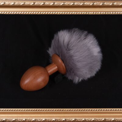 OACHKATZLSCHWOAF || Bunny Bunny || Furry Tail Butt Plug || handmade by Holz-Knecht.at - pear - grey