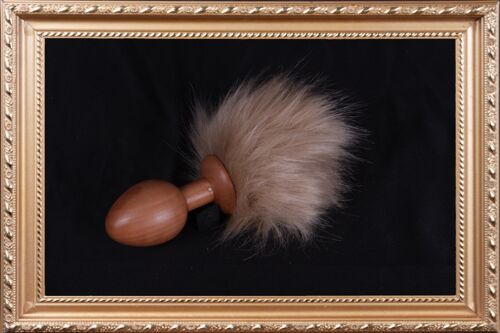 OACHKATZLSCHWOAF || Hase Bunny || Furry Tail Anal Plug || handmade by Holz-Knecht.at - Birne - Beige