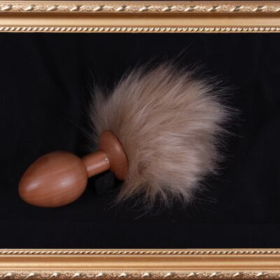 OACHKATZLSCHWOAF || Hase Bunny || Furry Tail Anal Plug || handmade by Holz-Knecht.at - Birne - Beige