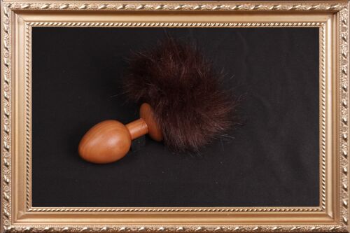 OACHKATZLSCHWOAF || Hase Bunny || Furry Tail Anal Plug || handmade by Holz-Knecht.at - Birne - Braun