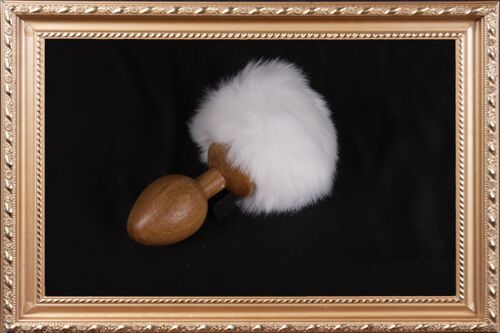 OACHKATZLSCHWOAF || Hase Bunny || Furry Tail Anal Plug || handmade by Holz-Knecht.at - Eiche - Weiss