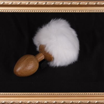 OACHKATZLSCHWOAF || Bunny Bunny || Furry Tail Butt Plug || handmade by Holz-Knecht.at - oak - white