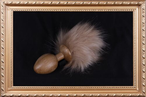 OACHKATZLSCHWOAF || Hase Bunny || Furry Tail Anal Plug || handmade by Holz-Knecht.at - Eiche - Beige