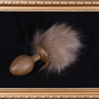 OACHKATZLSCHWOAF || Conejito Conejito || Tapón anal de cola peluda || hecho a mano por Holz-Knecht.at - roble - beige