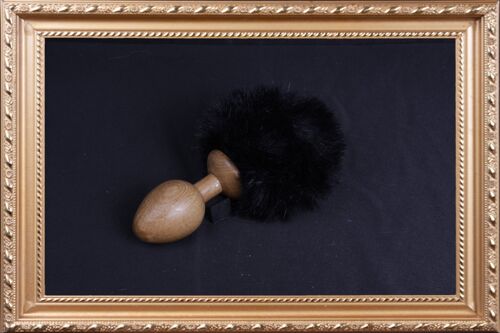 OACHKATZLSCHWOAF || Hase Bunny || Furry Tail Anal Plug || handmade by Holz-Knecht.at - Eiche - Schwarz