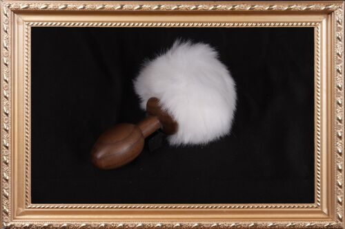 OACHKATZLSCHWOAF || Hase Bunny || Furry Tail Anal Plug || handmade by Holz-Knecht.at - Nuss - Weiss