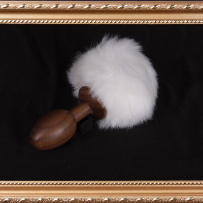 OACHKATZLSCHWOAF || Conejito Conejito || Tapón anal de cola peluda || hecho a mano por Holz-Knecht.at - nuez - blanco