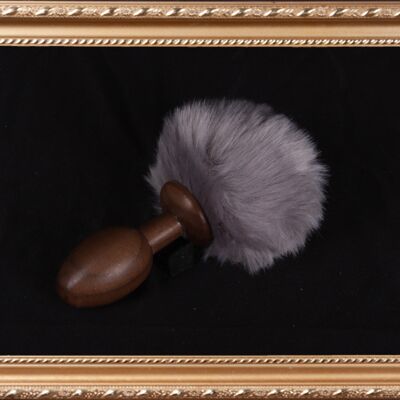 OACHKATZLSCHWOAF || Conejito Conejito || Tapón anal de cola peluda || hecho a mano por Holz-Knecht.at - nuez - gris