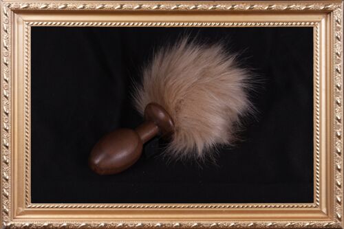 OACHKATZLSCHWOAF || Hase Bunny || Furry Tail Anal Plug || handmade by Holz-Knecht.at - Nuss - Beige