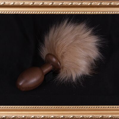 OACHKATZLSCHWOAF || Conejito Conejito || Tapón anal de cola peluda || hecho a mano por Holz-Knecht.at - nuez - beige